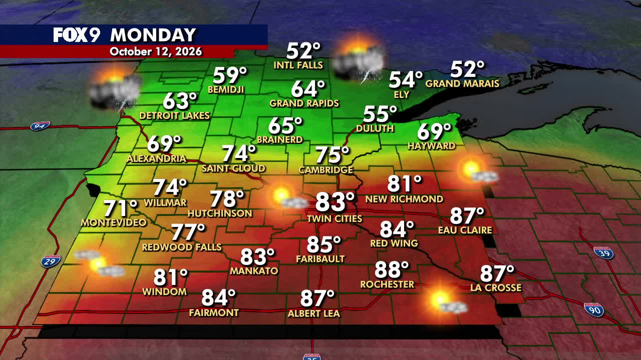 Minnesota weather: Summerlike warmth Monday before cooler Tuesday — FOX 9, Farmington Community news
